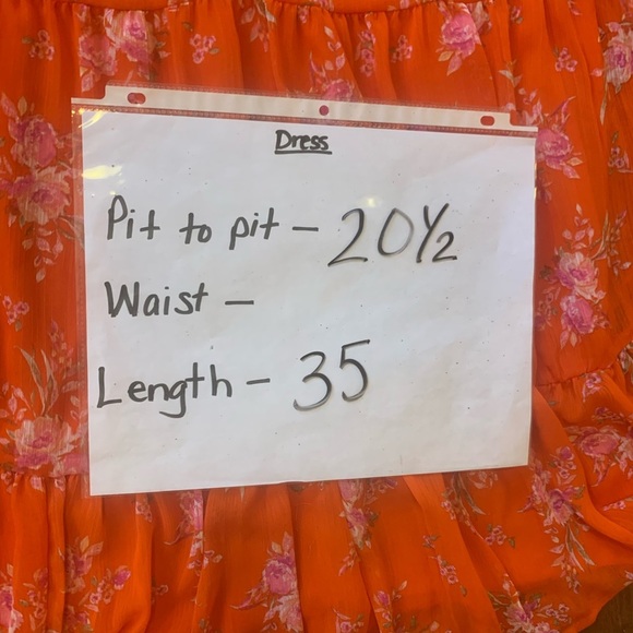 Vince Camuto mini dress Medium Orange ChiffonTiered Bishop Sheer sleeve Lined - Picture 5 of 10